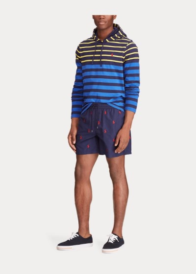 Short de Baño Polo Ralph Lauren Hombre Azul Marino / Rojos - 5½-Inch Traveler - YDLXG3560